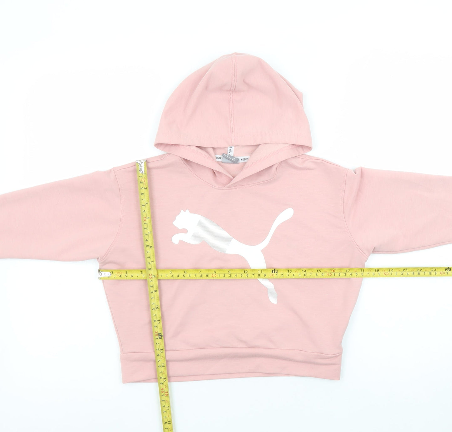 Puma Girls Pink Pullover Hoodie 7-8 Years Lightweight Logo Sportswear