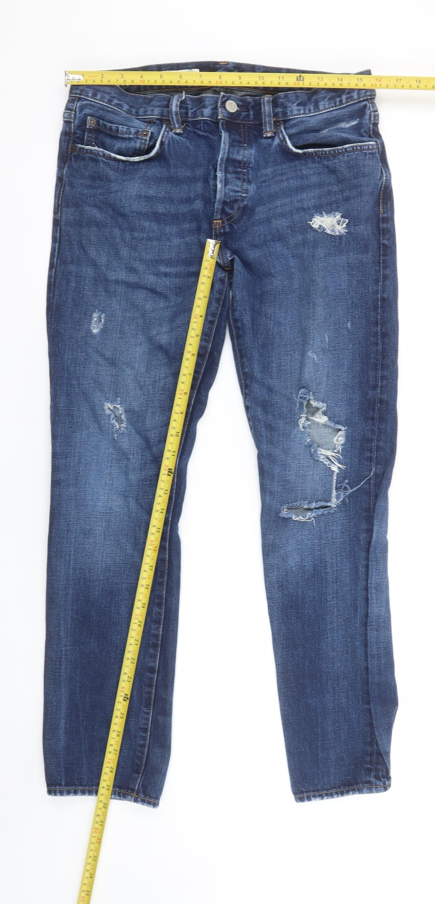 Gap 1969 Men's Blue Skinny Distressed Jeans Size 32x30