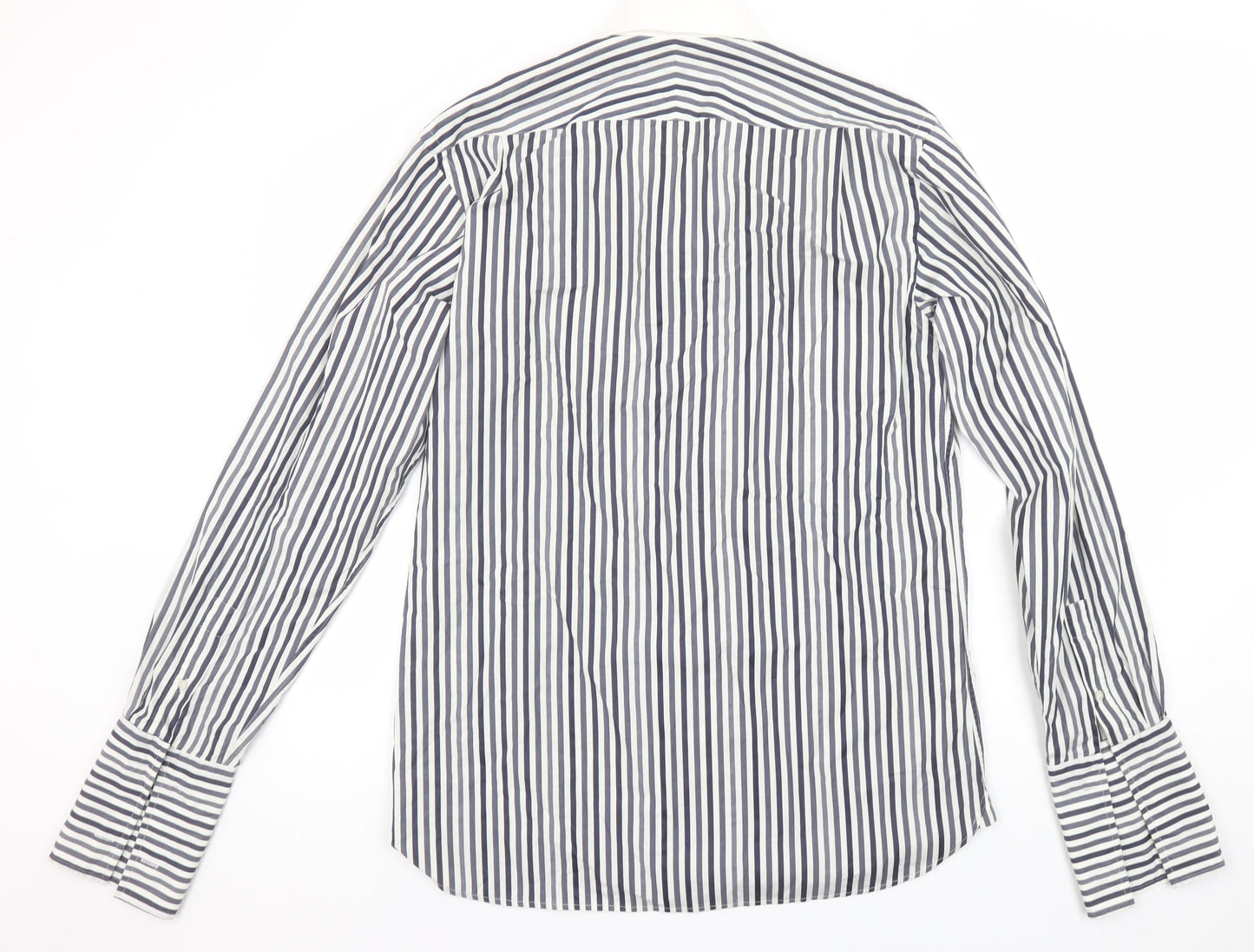 Ted Baker Men's Blue White Striped Slim Fit 15.5 Inch Formal Shirt