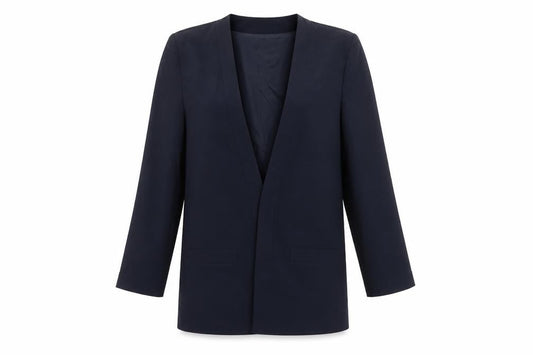 Jacques Vert Women Navy Blue Long Blazer Jacket Size 10 Classic Fit