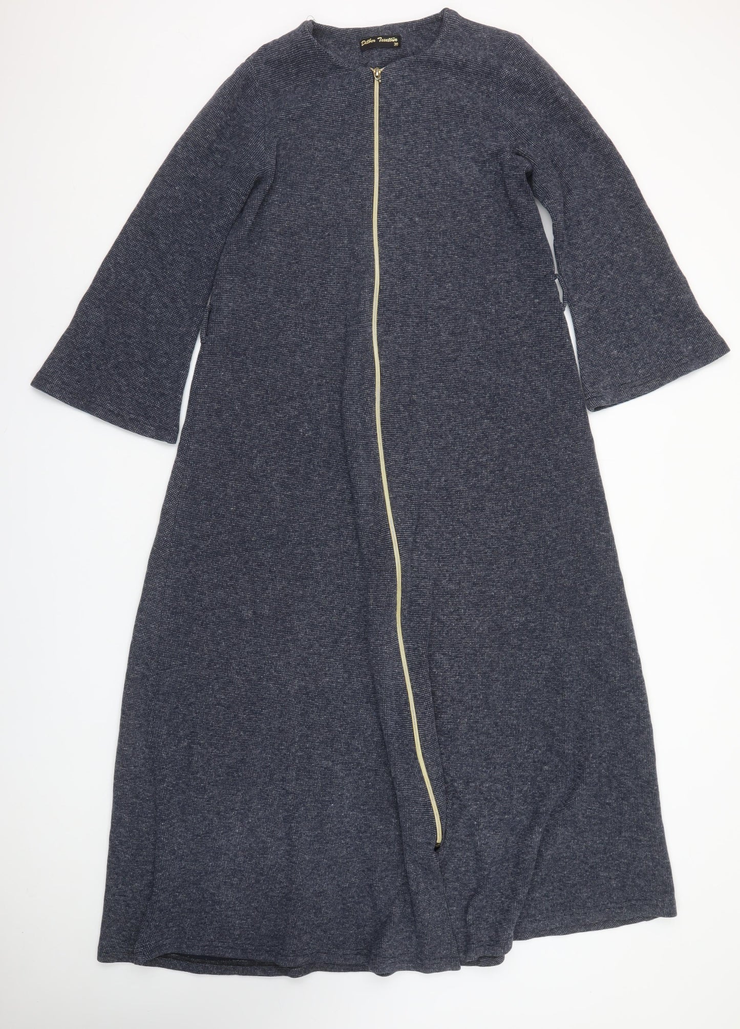 Dilber Tesettür Women Blue Maxi Knit Zip Long Sleeve Dress Size 10