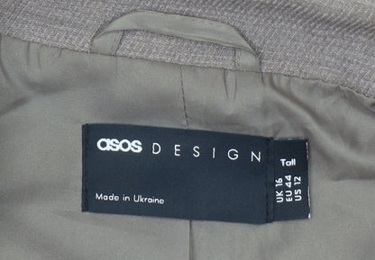Brand and care label for ASOS DESIGN Women Brown Tall Blazer UK 16 Single-Breasted Jacket