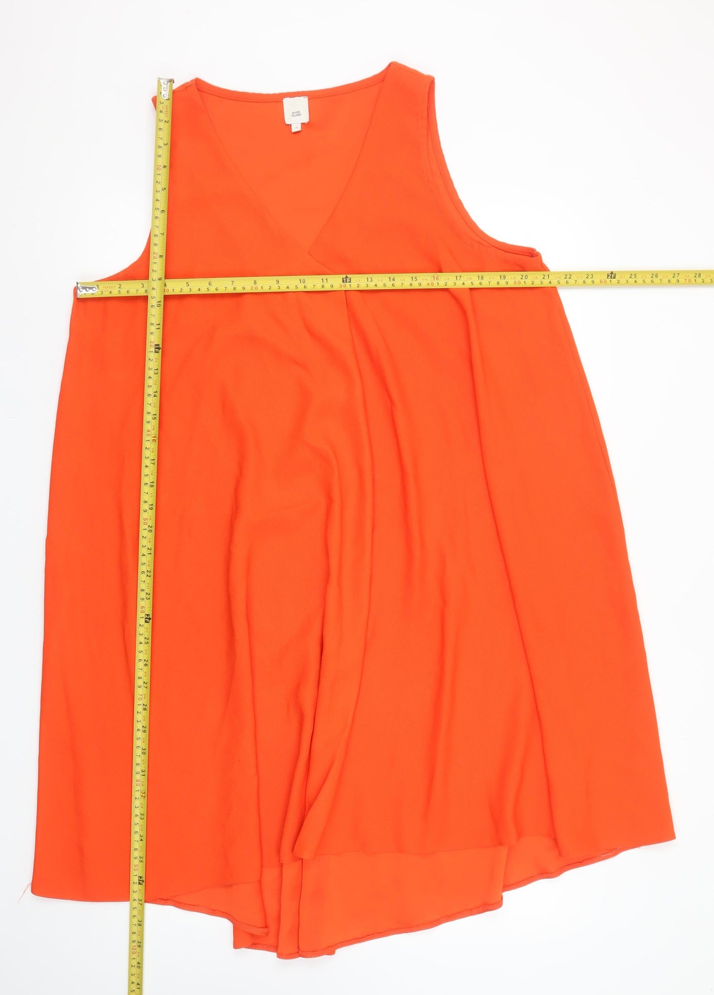 River Island Women’s Orange Sleeveless Shift Dress Size 16