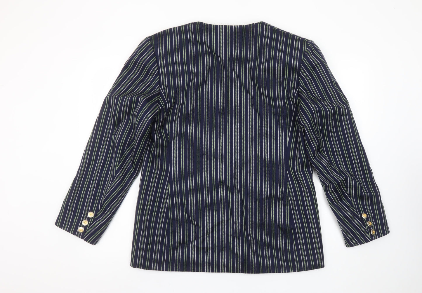 Dorene Women’s Blue Pinstripe Wool Blazer Size 16 Single-Breasted Classic Fit