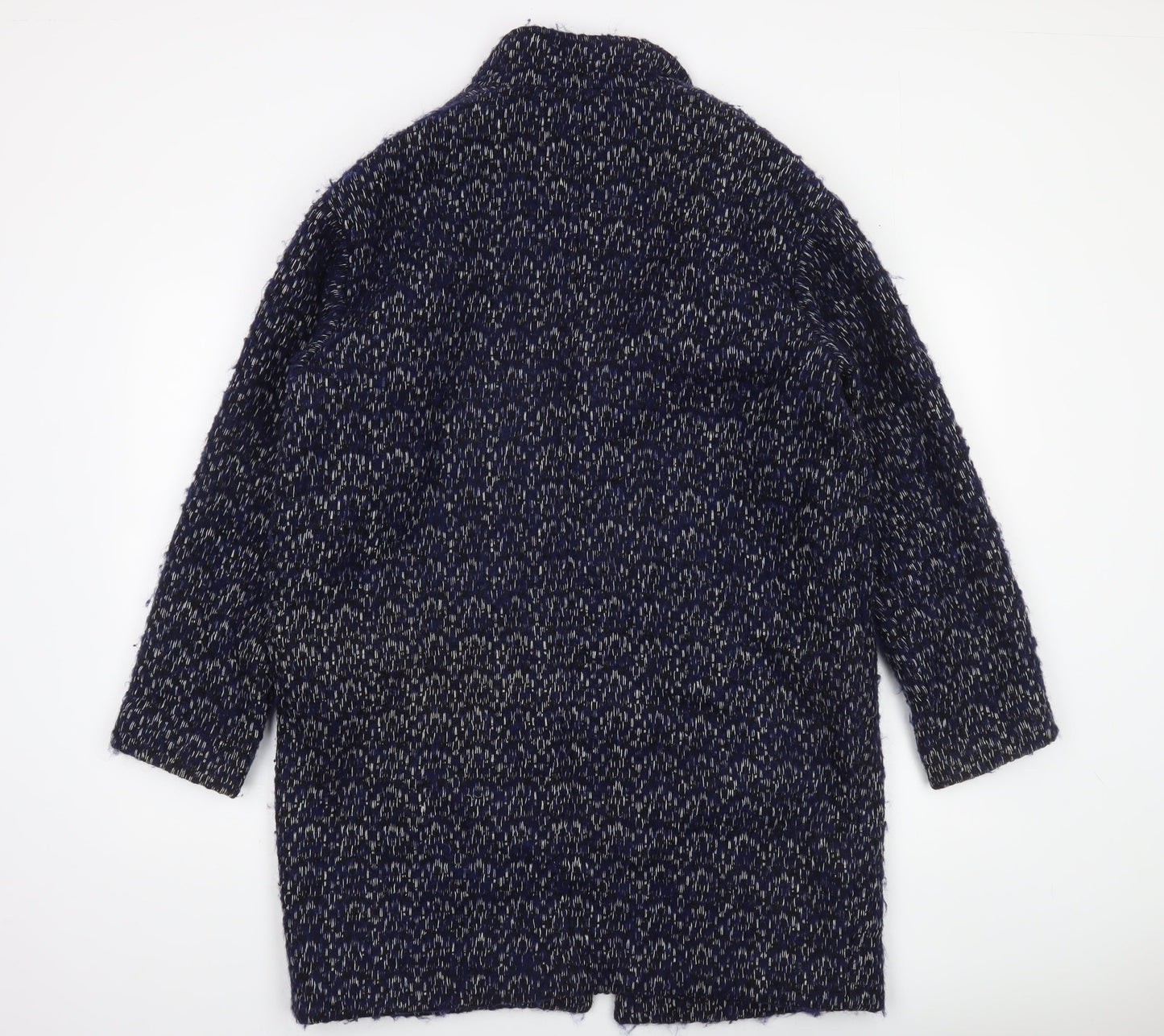 Maison de Nimes Women Blue Wool Blend Mid-Length Overcoat Size 10