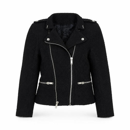 Zara Women Black Wool Blend Biker Jacket Size S