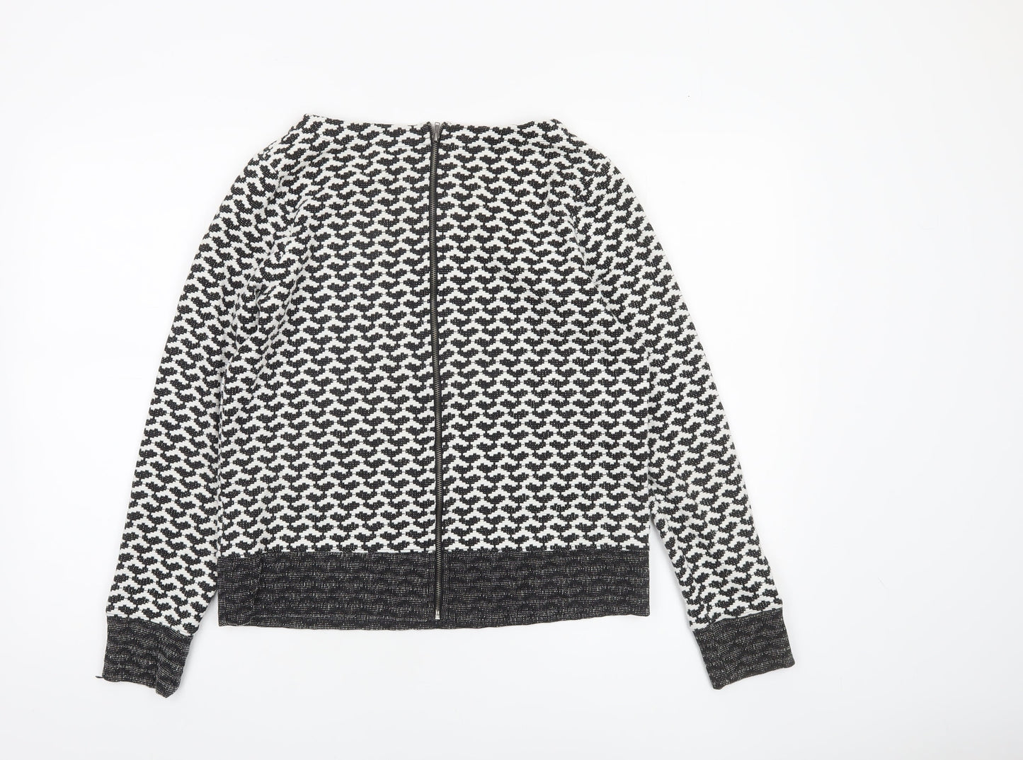 Next Women’s Black Geometric Knit Long Sleeve Blouse UK 8