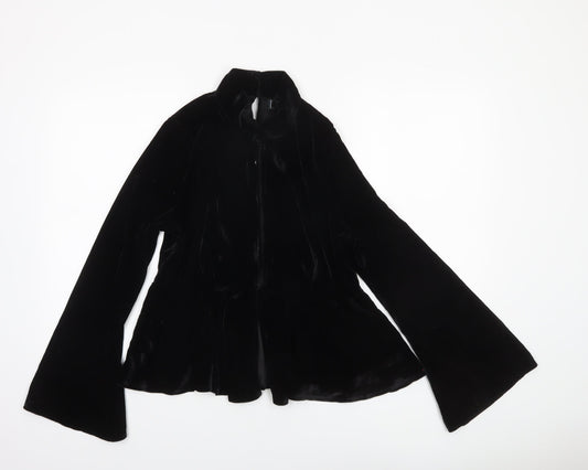 ASOS Design Women’s Black Velvet Wrap Blouse Size 14 Long Sleeve
