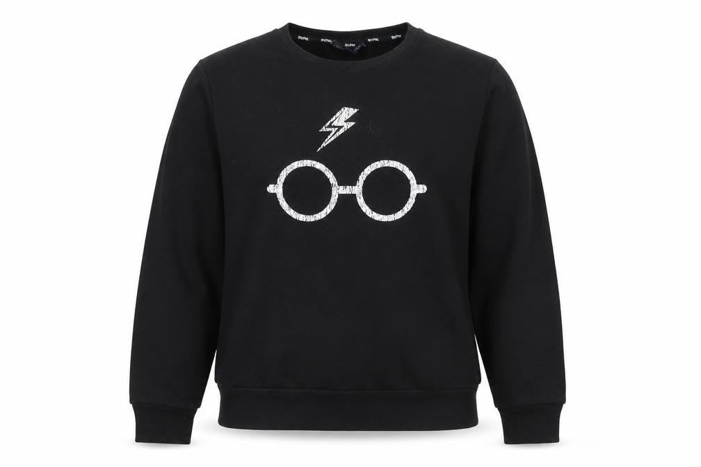 Harry Potter Womens Black L Sweatshirt Lightning Glasses Graphic Pullover