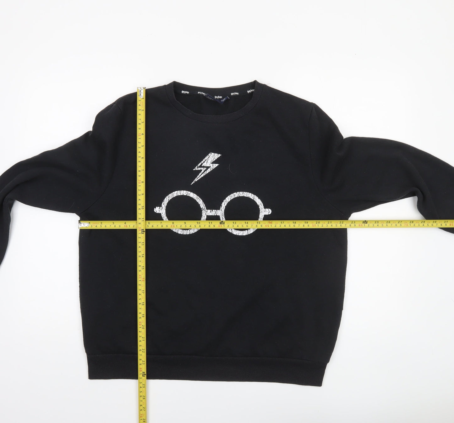 Harry Potter Womens Black L Sweatshirt Lightning Glasses Graphic Pullover