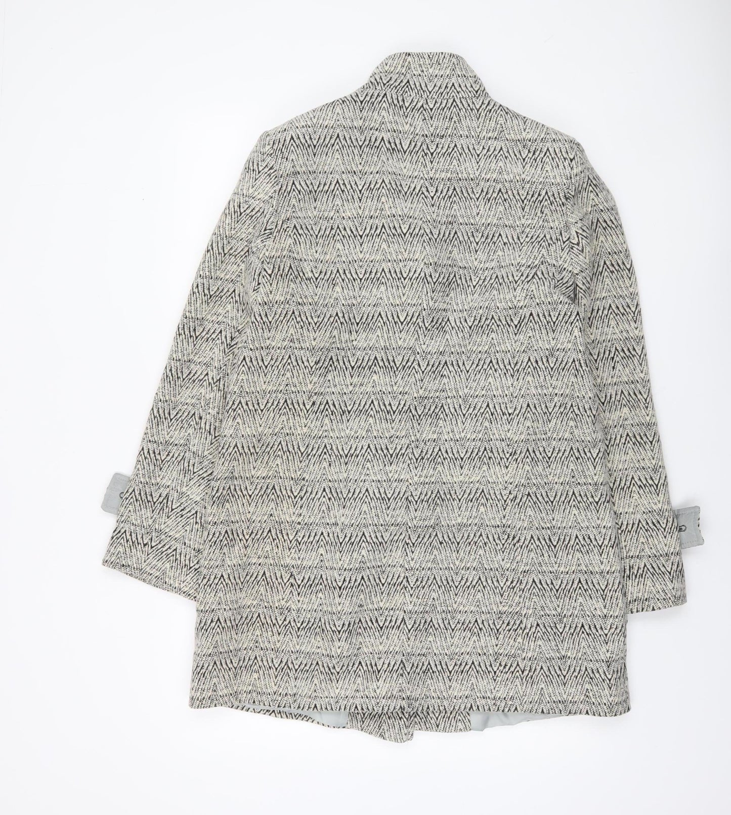 Kesta London Womens Grey Herringbone Wool Blend Mid-Length Coat Size 10