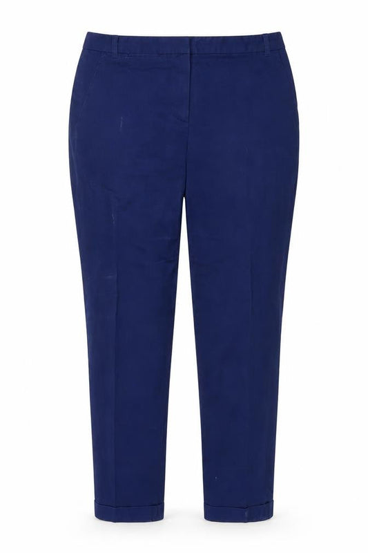 Caroll Women Blue Chino Slim Fit Cotton Stretch Trousers Size 8