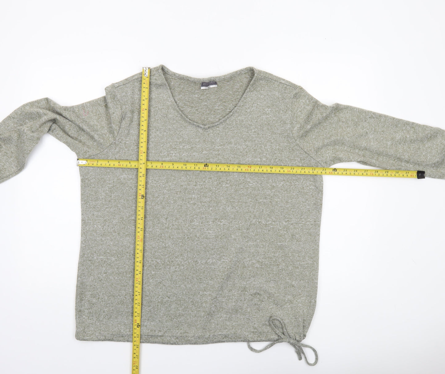 Beloved Women’s Grey V-Neck Long Sleeve Pullover Jumper Size 2XL