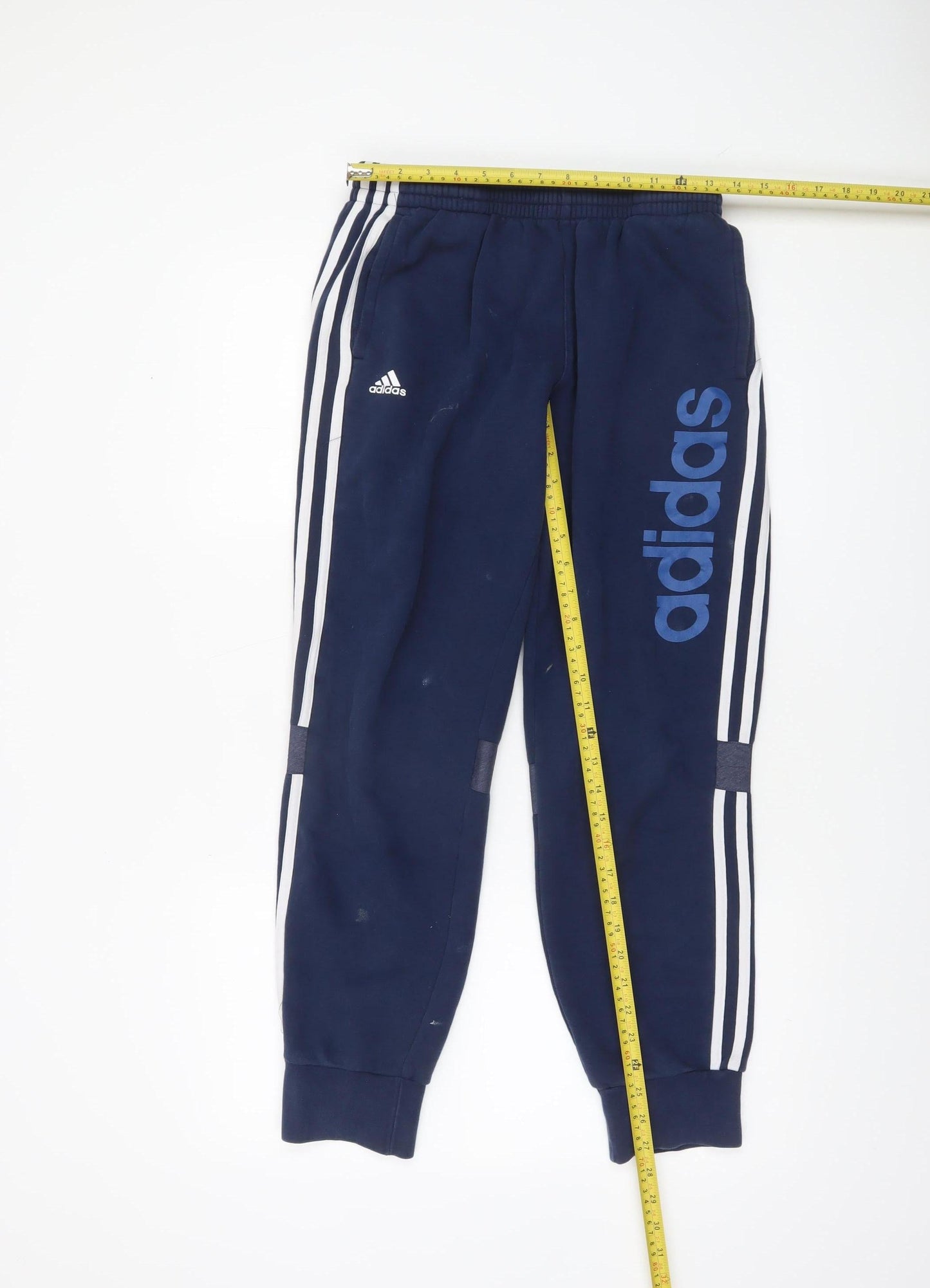 Adidas Boys Blue Jogger Trousers 13-14 Years Regular Fit Fleece Activewear