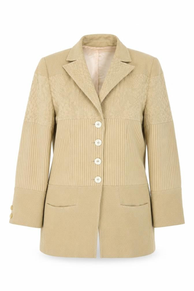 Renzo Women's Beige Single-Breasted Suit Jacket Size 12 Wool Blend