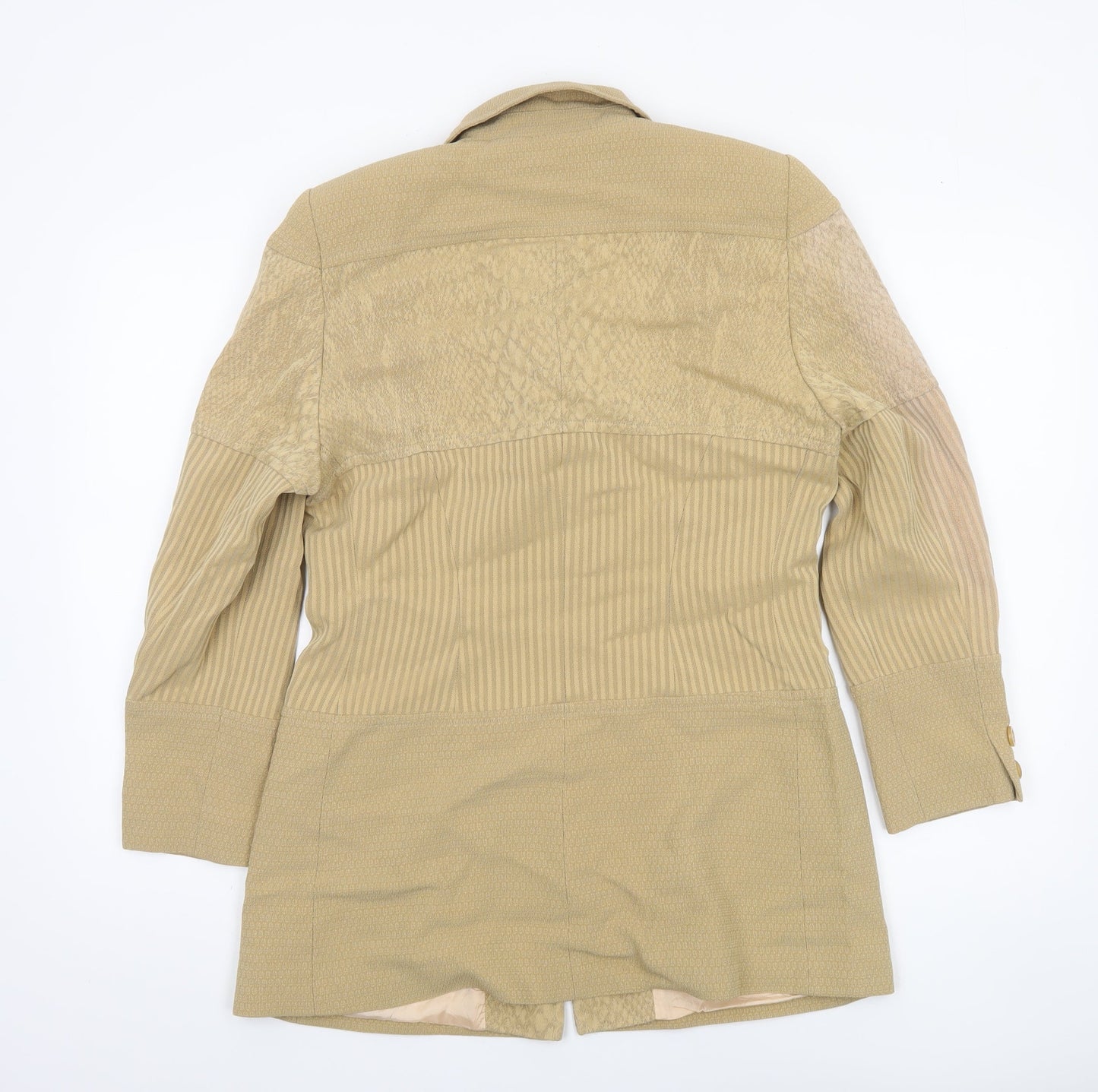 Renzo Women's Beige Single-Breasted Suit Jacket Size 12 Wool Blend