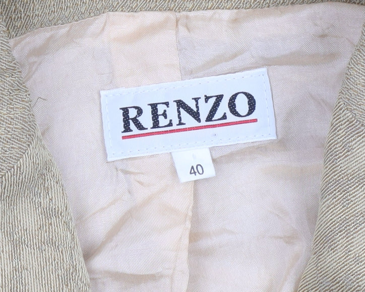 Renzo Women's Beige Single-Breasted Suit Jacket Size 12 Wool Blend