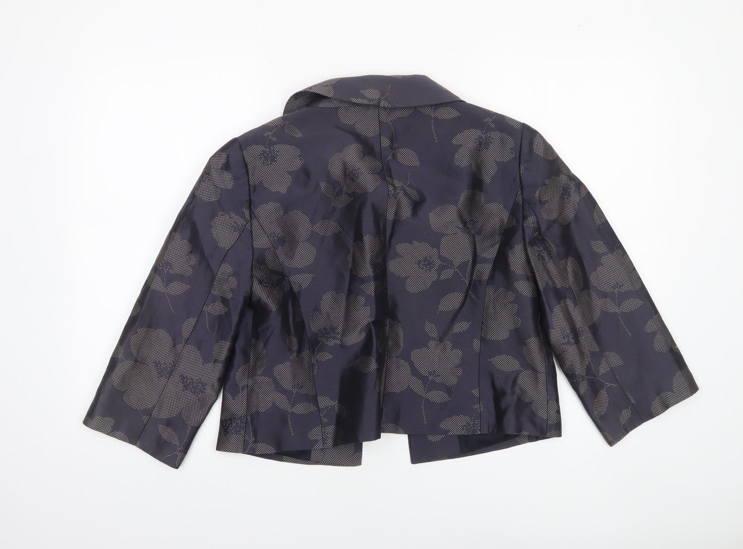 Fenn Wright Manson Women Blue Floral Jacquard Short Blazer Size 14