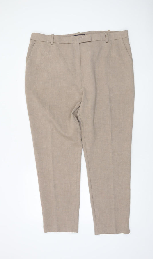 Marks and Spencer Women Beige Size 20 Tall Straight Trousers