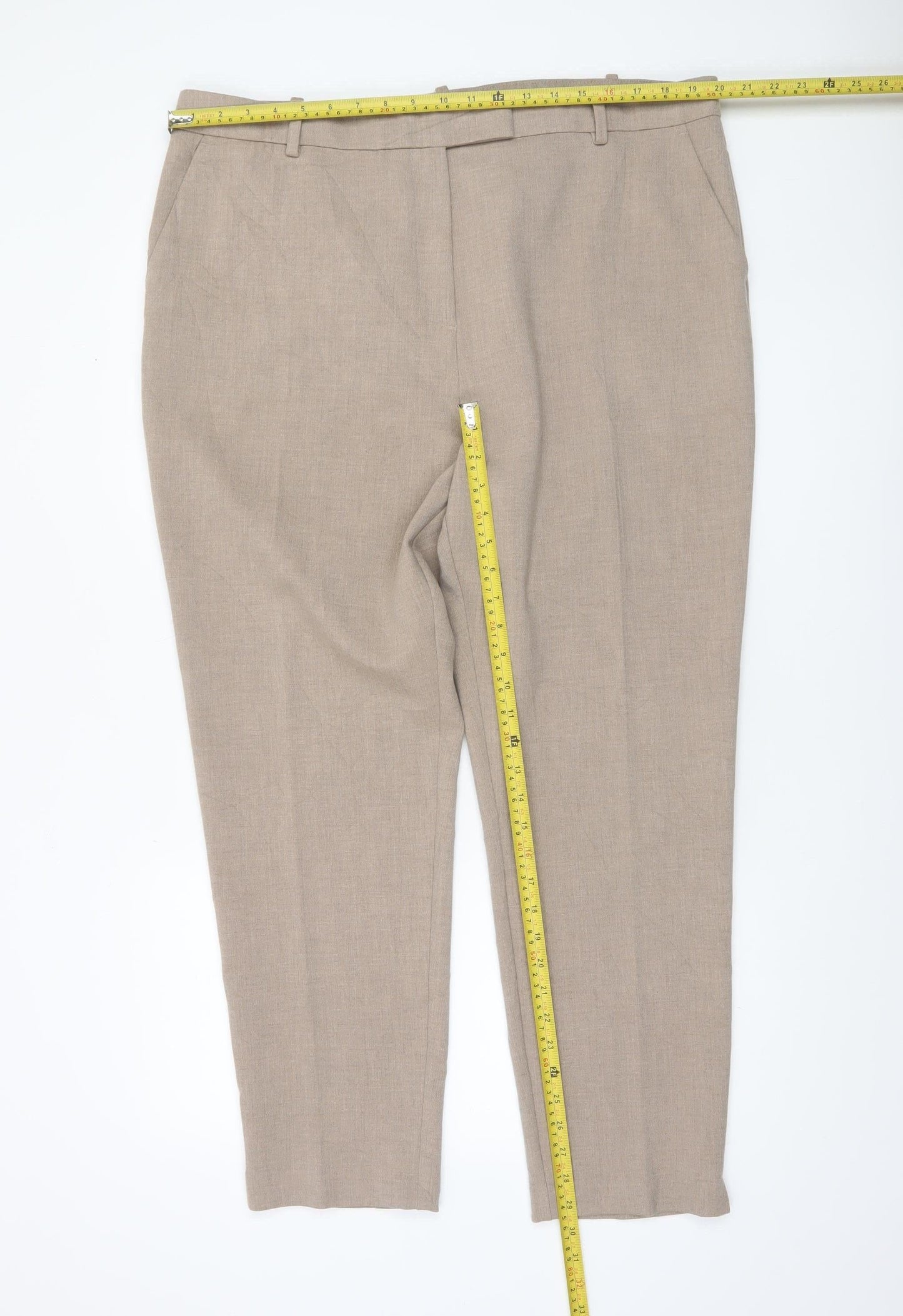 Marks and Spencer Women Beige Size 20 Tall Straight Trousers