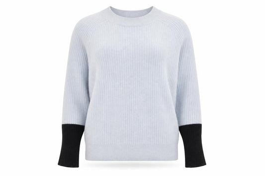 Duffy Womens Grey 100% Cashmere Ribbed Crew Neck Jumper Size S