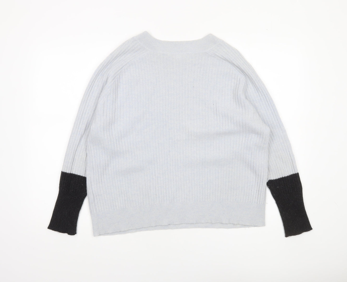 Duffy Womens Grey 100% Cashmere Ribbed Crew Neck Jumper Size S