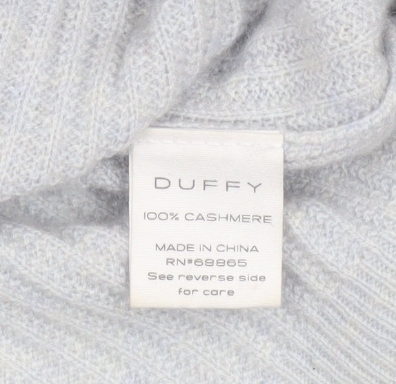 Duffy Womens Grey 100% Cashmere Ribbed Crew Neck Jumper Size S