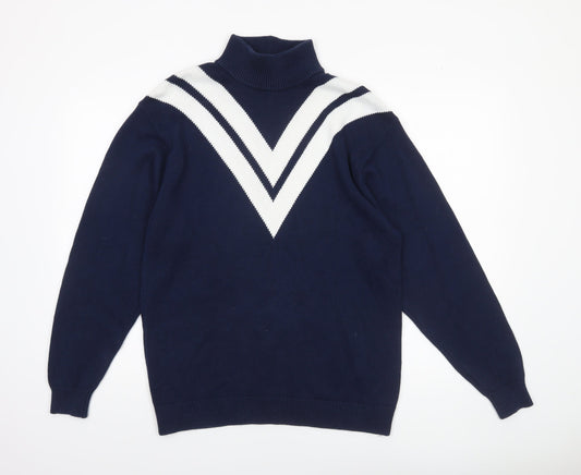 The Upside Women's Blue Roll Neck Cotton Jumper XS