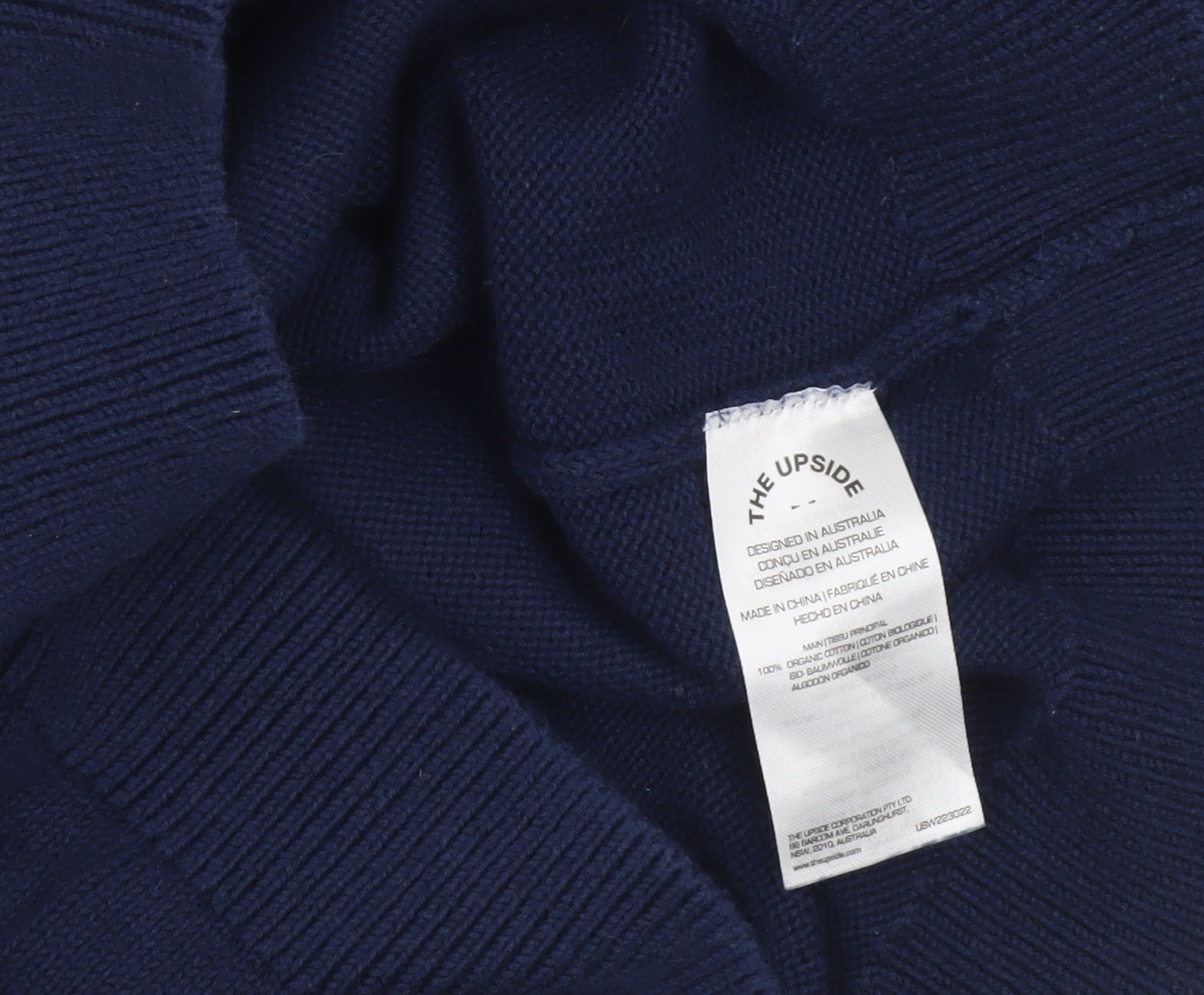 The Upside Women's Blue Roll Neck Cotton Jumper XS