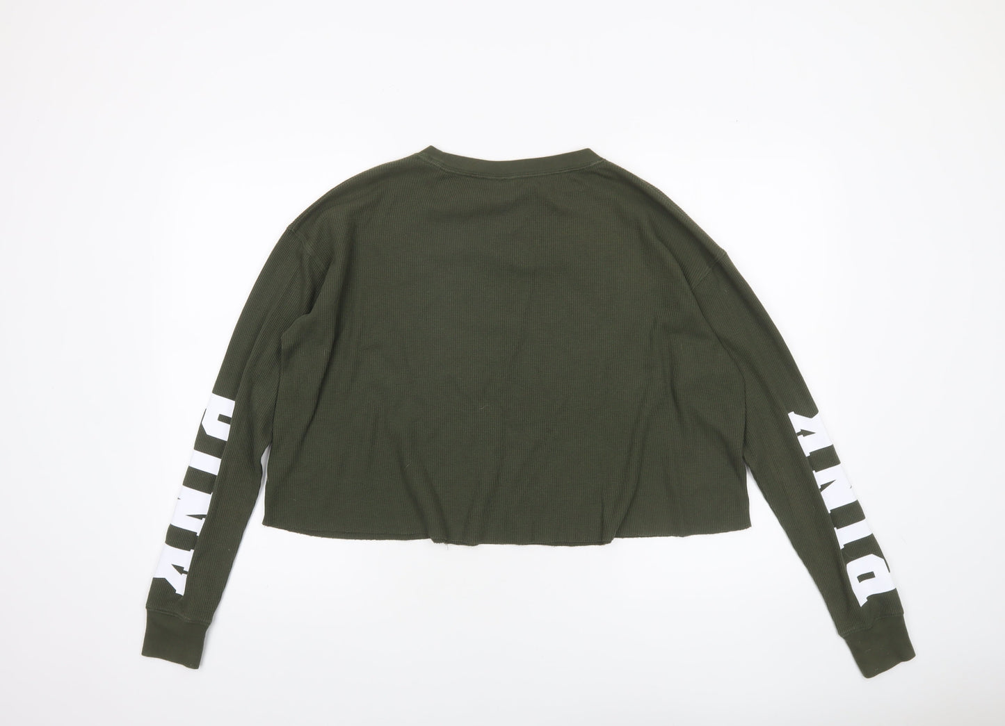 Victoria's Secret PINK Womens Green XS Cropped Long Sleeve Top