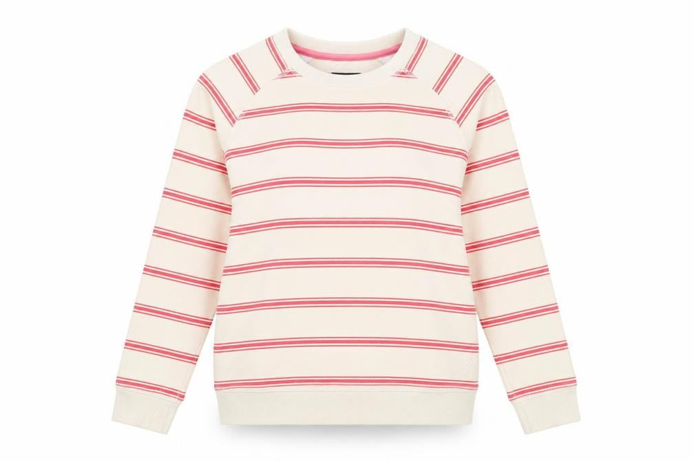 Crew Clothing Womens Beige Striped Cotton Pullover Sweatshirt Size 10