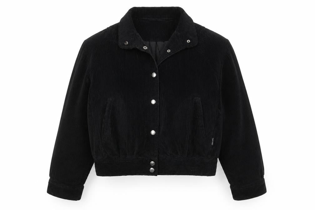 Dedicated Womens Black Corduroy Bomber Jacket Size S