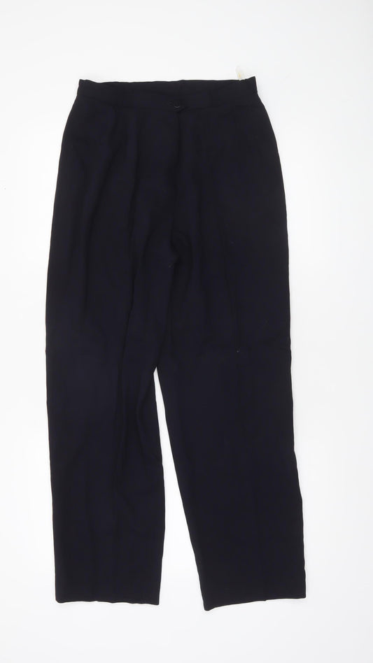 Country Casuals Women Black Petite 12 Wool Blend Straight Trousers