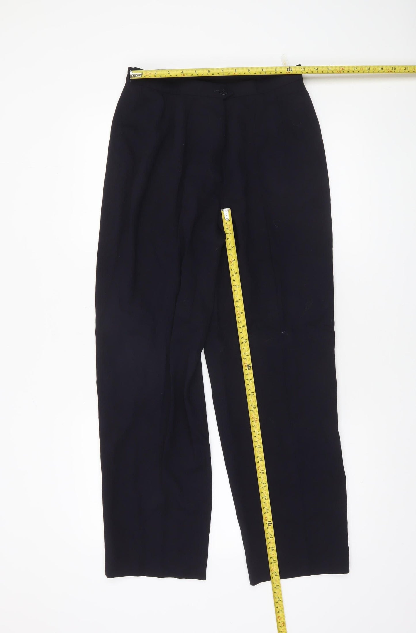 Country Casuals Women Black Petite 12 Wool Blend Straight Trousers