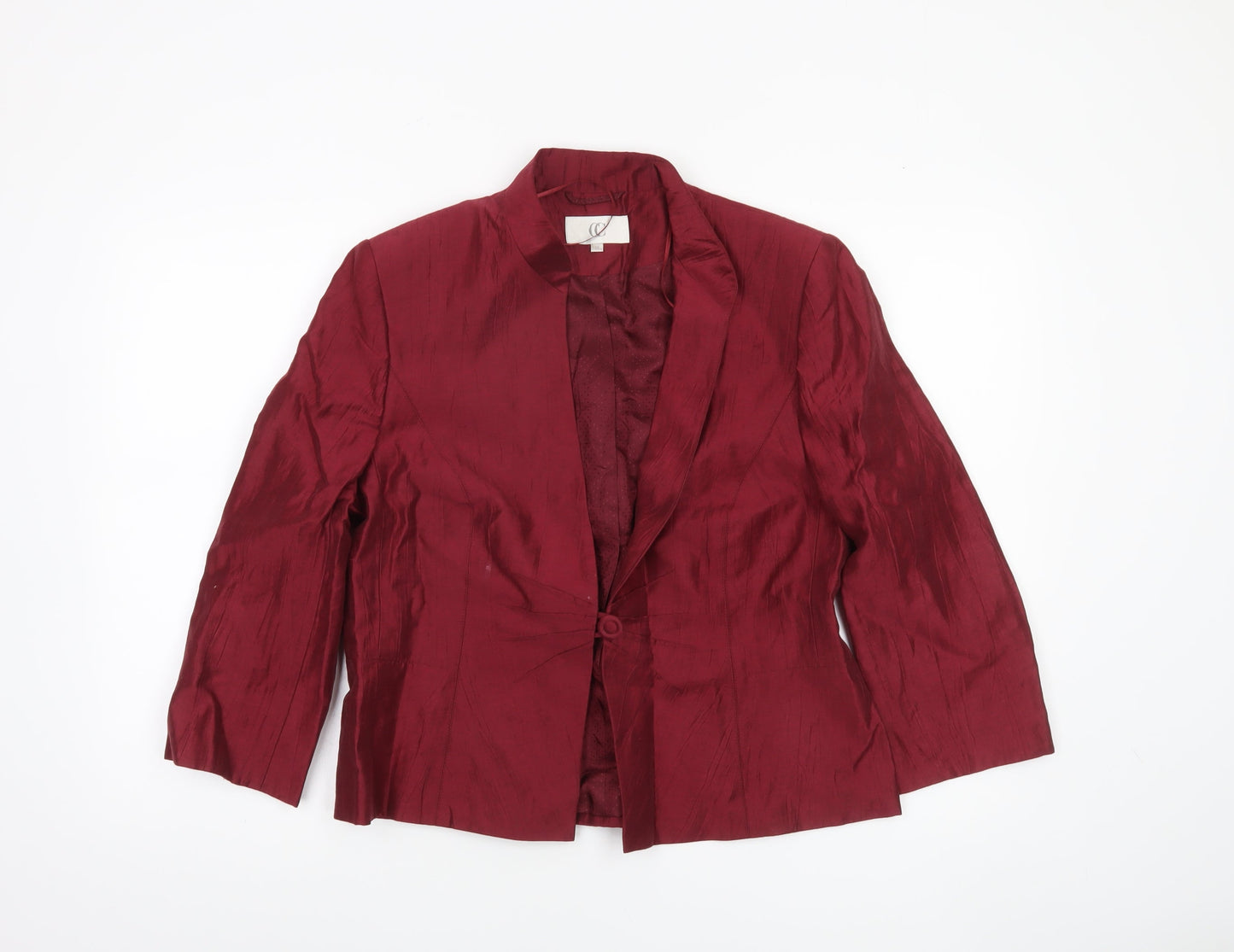 CC Women Burgundy Linen Blend Single-Breasted Blazer Size 14