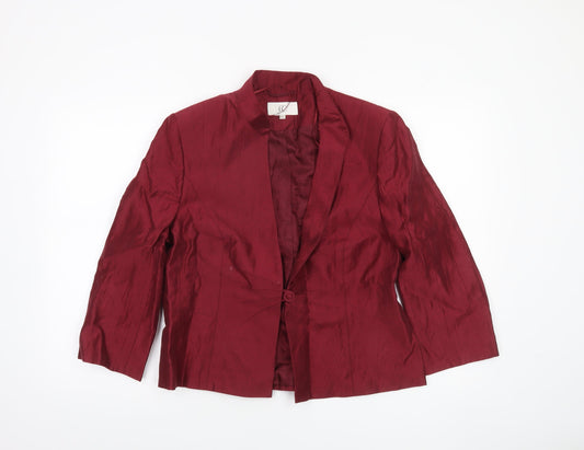 CC Women Burgundy Linen Blend Single-Breasted Blazer Size 14
