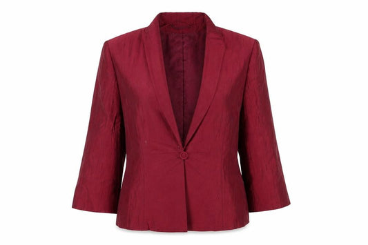 CC Women Burgundy Linen Blend Single-Breasted Blazer Size 14