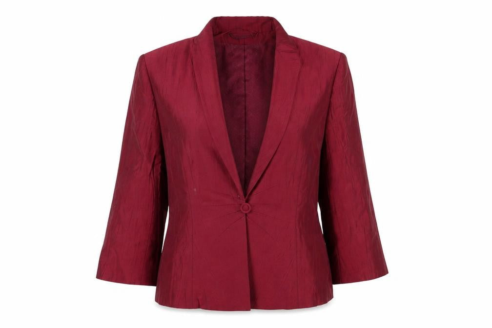 CC Women Burgundy Linen Blend Single-Breasted Blazer Size 14