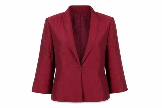 CC Women Burgundy Linen Blend Single-Breasted Blazer Size 14