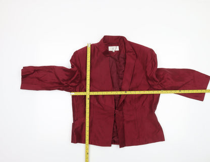Country Casuals Women Burgundy Linen Blend Single-Breasted Blazer Size 14