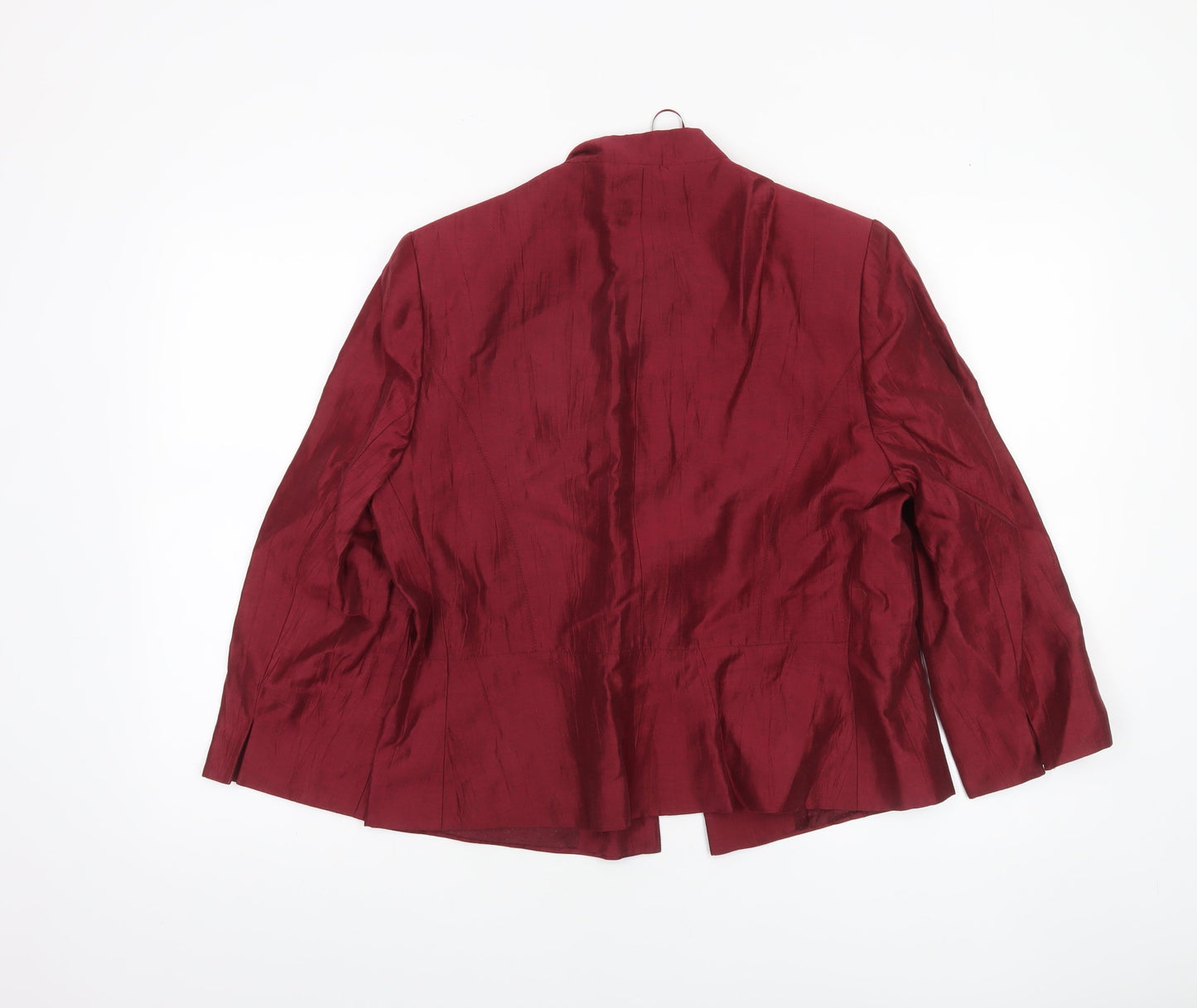 CC Women Burgundy Linen Blend Single-Breasted Blazer Size 14