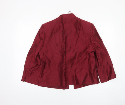 Country Casuals Women Burgundy Linen Blend Single-Breasted Blazer Size 14