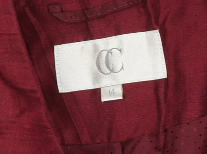 Country Casuals Women Burgundy Linen Blend Single-Breasted Blazer Size 14