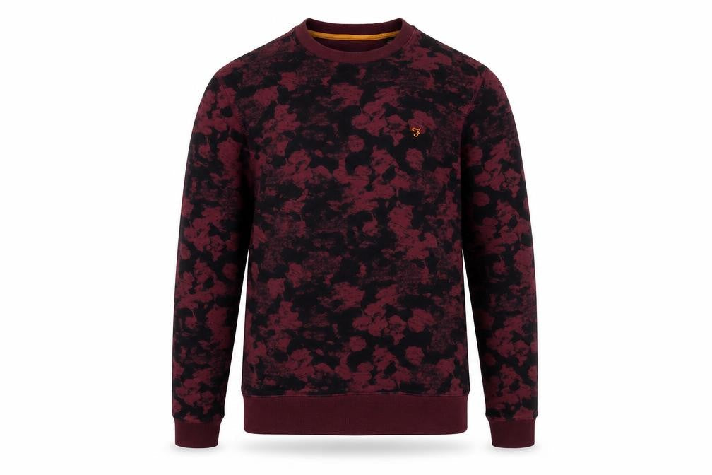 Farah Men's Red Graphic Print Cotton Crew Neck Sweatshirt Size S