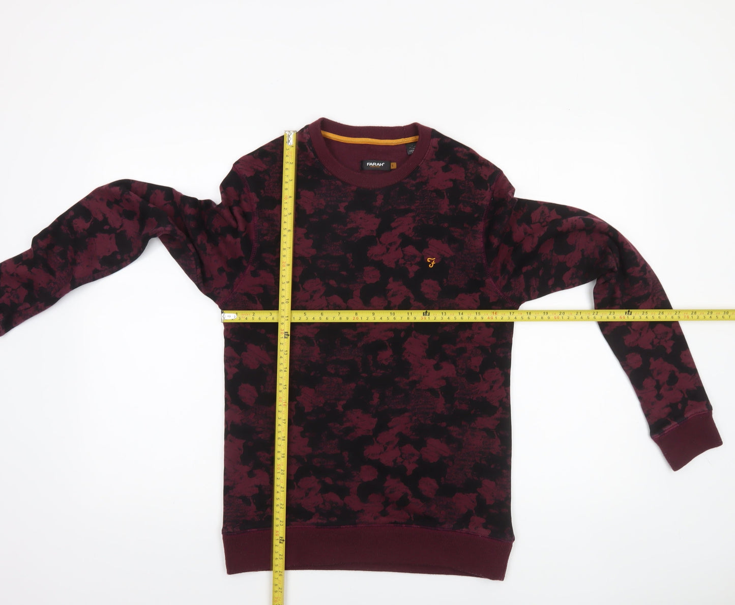 Farah Men's Red Graphic Print Cotton Crew Neck Sweatshirt Size S