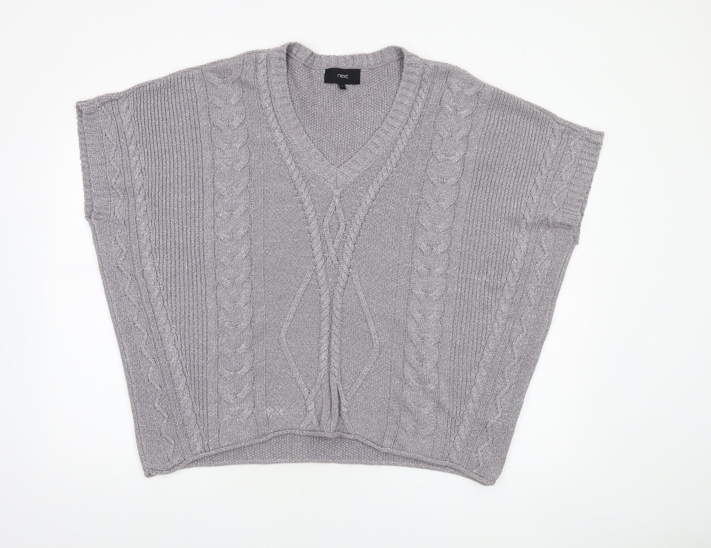 Next Women’s Grey Cable-Knit Sleeveless V-Neck Jumper Vest Size S