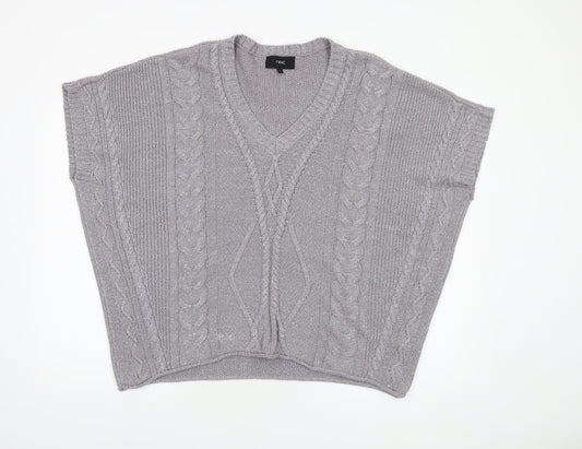 Next Women’s Grey Cable-Knit Sleeveless V-Neck Jumper Vest Size S