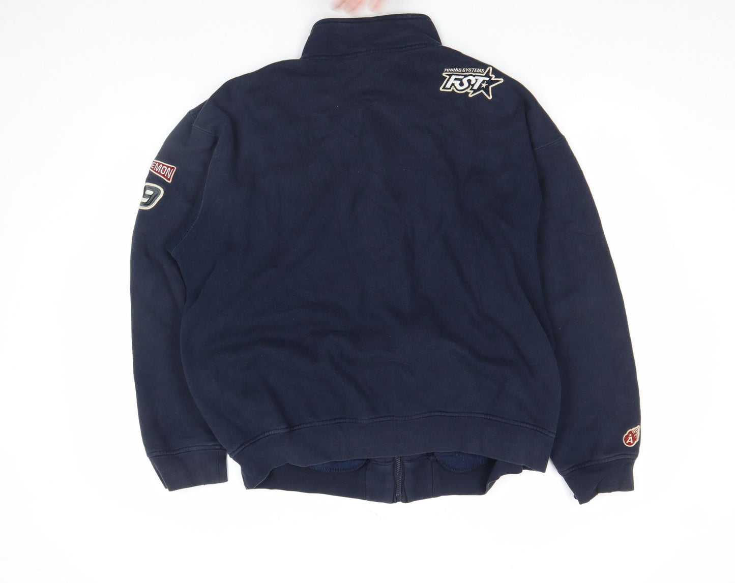 Defined Retro Men Blue Full Zip Racing Sweatshirt L