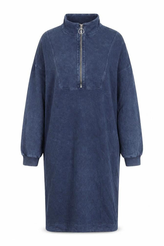 Oliver Bonas Women’s Blue Cotton Zip Front Long Sleeve Shirt Dress Size 10