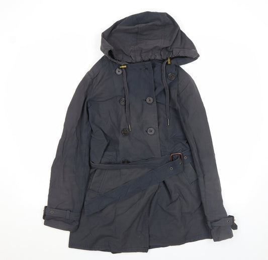 FatFace Women Blue Size 8 Hooded Belted Trench Coat